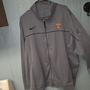 Nike Men's Gray Jacket with Orange Accents